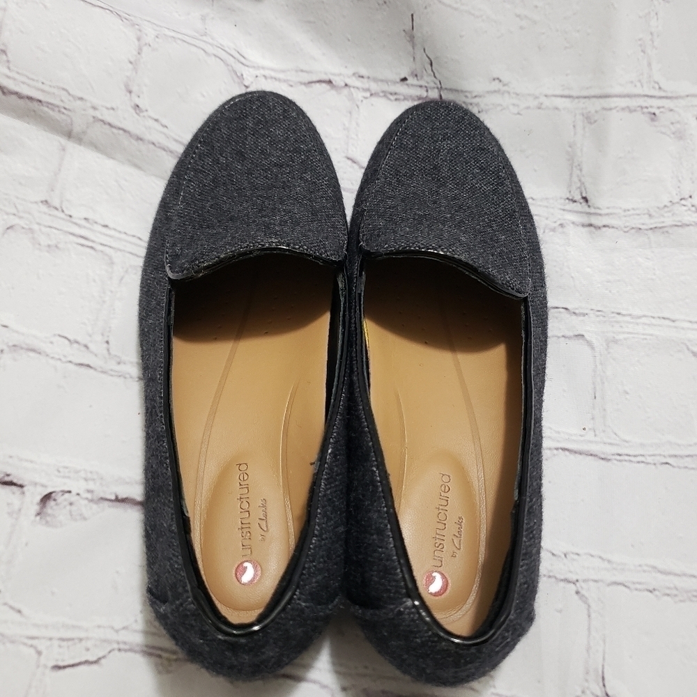 Clarks Un Structured Blush Ease Gray Tweed Loafer Flats Womens Size 5.5 Slip On - Picture 4 of 8